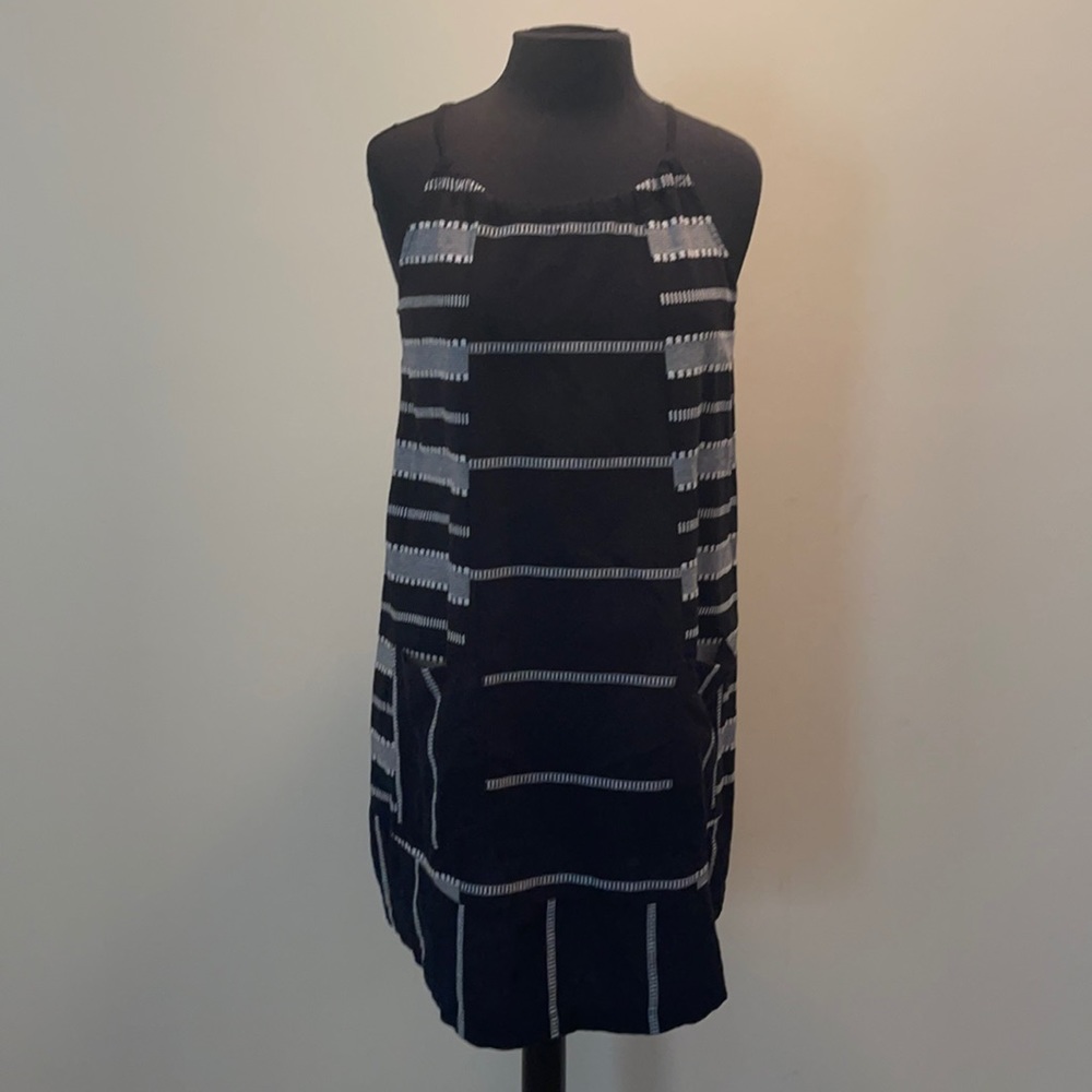 Black Striped Sleeveless Shift Dress